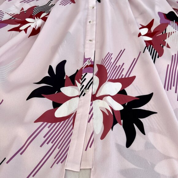 NWT NU PARCC The Color House Pink Floral Shirt Dress with Pockets Size 6 / Small - Picture 4 of 16